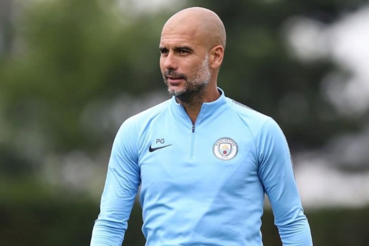 Pep Guardiola in allenamento