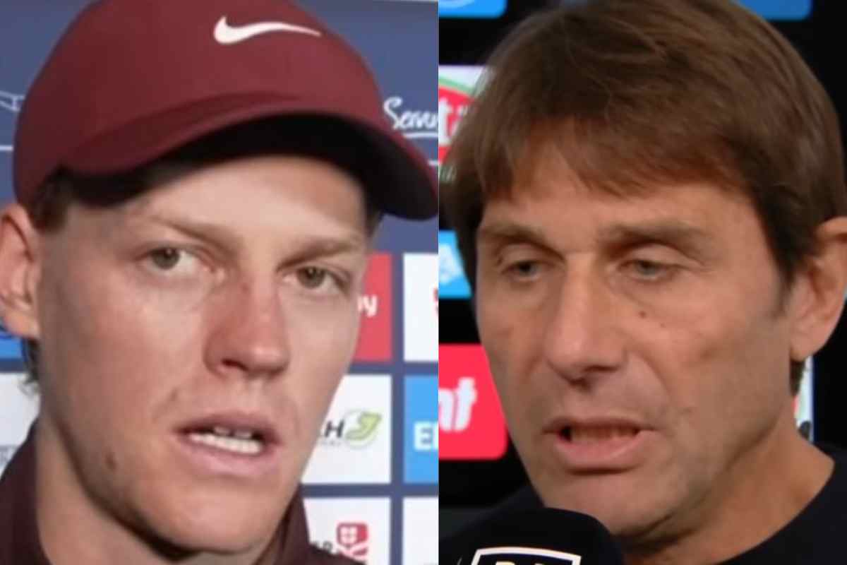 Jannik Sinner e Antonio Conte in primo piano