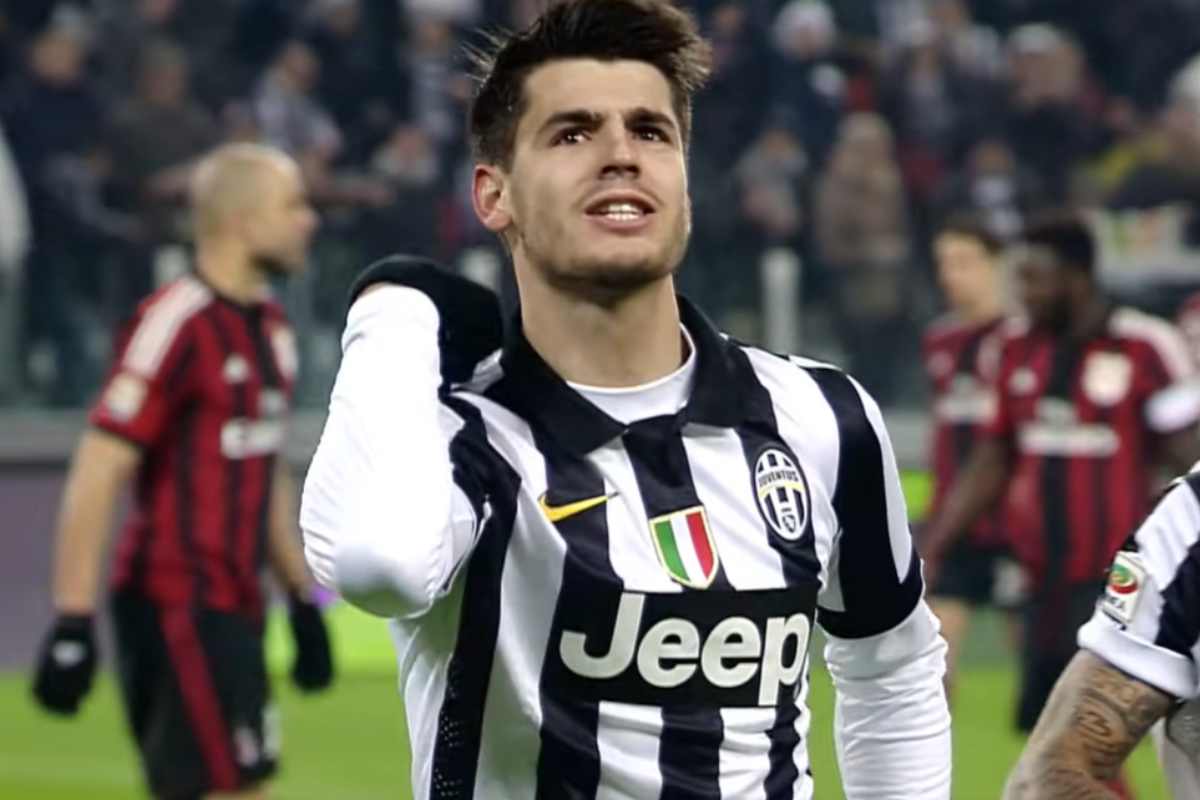 Morata esulta dopo un gol con la Juventus